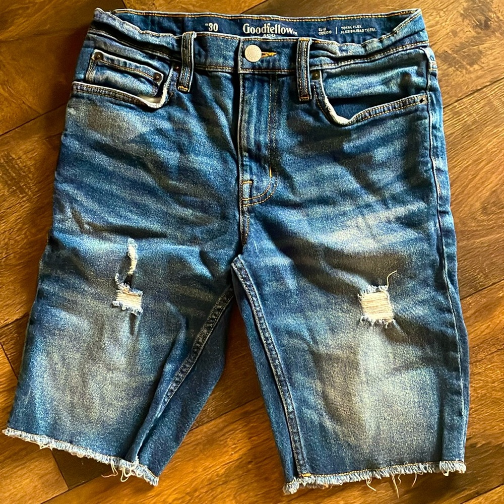 Mens W30 Goodfellow & Co Slim Total Flex Ripped Jean Shorts